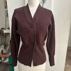 Pilcro Rich Brown Knit Sweater cardigan chocolate brown basic classic elegant
